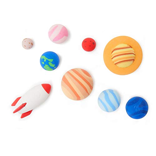 Legami - Solar System, Set Di 9 Gomme, 0,8X3,5 Cm, Gomme A Forma Di Razzo, Pianeti, Sole, Per Cancellare Con Precisione