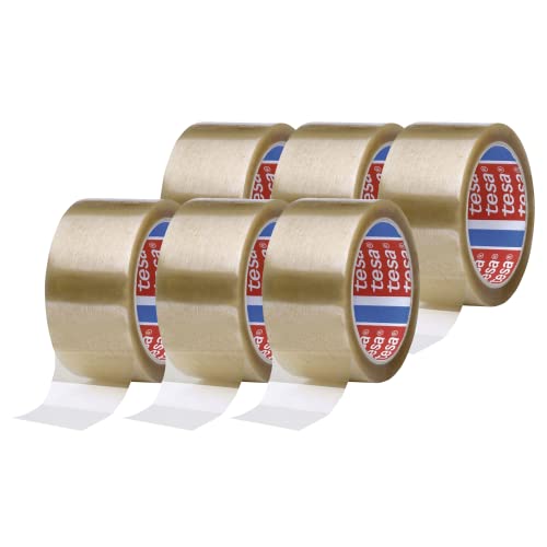 Tesa Pp 4195 - Nastro Per Pacchi In Confezione Da 6 Pezzi – Nastro Silenzioso Per Imballare Pacchetti E Cartoni – Trasparente – 6 Rotoli Da 66 M X 50