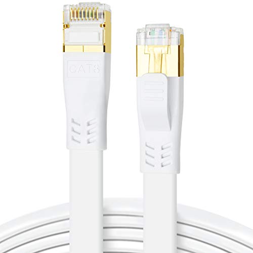 Ddmall Cavo Internet Cat8, 1 Metri, Ad Alta Velocità, 40Gbps, 2000Mhz, Resistente, Schermato, Per Rete Lan Gigabit Internet, Con Connettore Rj45, Per