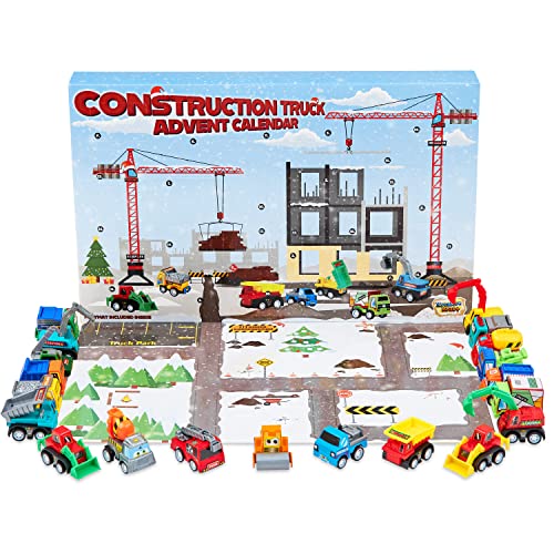 Kreativekraft Calendario Dell’Avvento Bambino Macchinine 2022 Con 24 Sorprese Per Bambini Giocattolo Bimbo 3+Anni (Construction Truck)