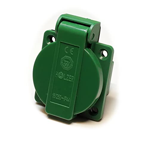 Holzer 8 Prese Da Incasso Schuko, 16 A, Per Ambienti Umidi, Pa6, Con Guarnizione A Flangia (Verde)