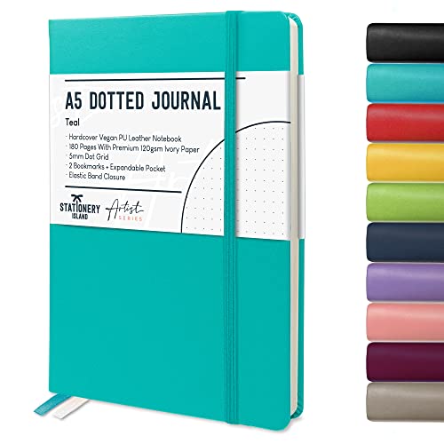 Stationery Island Quaderni A Quadretti A5 – Bullet Journal Puntinato, 180 Pagine Taccuino, Notebook Quaderno Appunti 120Gsm. Quadernino Per Agendina,