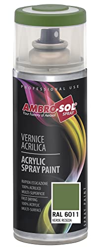 Ambro-Sol V4006011 Smalto Acrilico Multiuso, Vernice Brillante Per Interni Ed Esterni, Adatto Per Qualsiasi Tipo Di Materiale, Bomboletta Spray In Ban