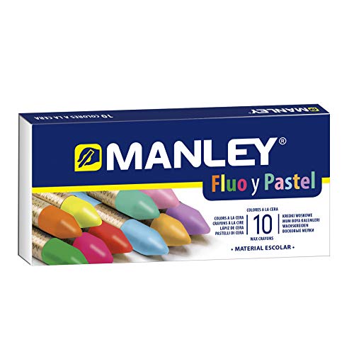 Estuche 10 Ceras Manley Colores Especiales (Fluo+Pastel)