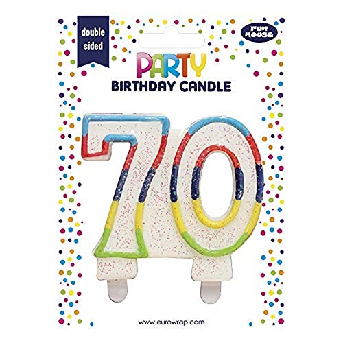 Clairefontaine 6834-70C - Candela Di Compleanno, Numero 70, Decorazione Per Torte, Decorazione Per Torte, Compleanno Per Bambini E Adulti
