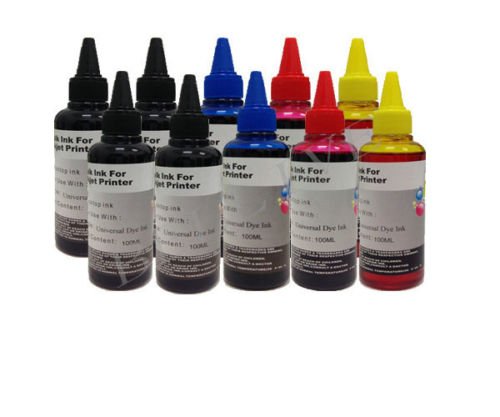 Kit Ricarica Cartucce 10 Flaconi 100Ml Inchiostro Colori Universale Per Brother, Canon, Epson, Hp, Lexmark, Xerox, Dell.