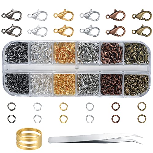 120 Pezzi Ganci Chiusure Moschettone, 840 Pezzi Anellini Aperti, Ganci Per Braccialetti, Moschettoni Chiusure Per Bigiotteria Fai Da Te Creazione Coll