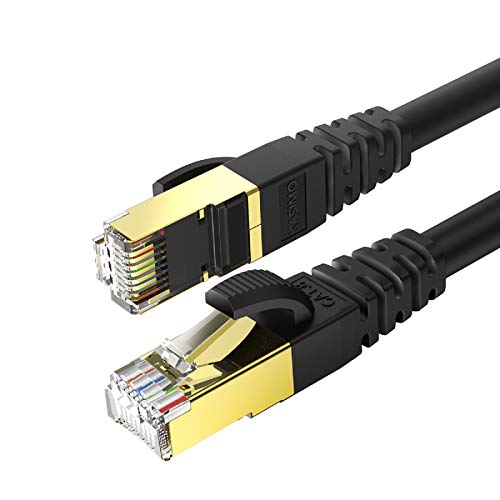 Kasimo Cavo Ethernet Cat 8, Cavo Rj45 Lan, Internet Alta Velocità Di Rete 40 Gbps / 2000Mhz – 0,5M Nero