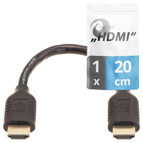 Valonic Cavo Hdmi Corto, 20 Cm - Hdr, Arc, High Speed 4K Ultra Hd - Per Tv, Pc, Ps5, Monitor - Maschio Maschio, Nero, 0,2M