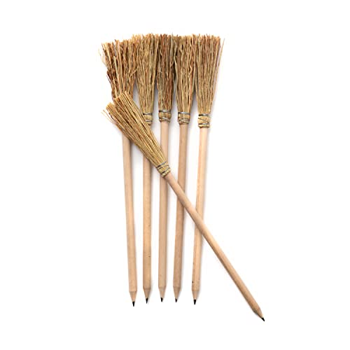 Mendi 6 Matite Di Legno Scopa 24 Cm Naturale Per La Festa Della Strega Risalta In Ufficio E Al Compleanno La Befana Utilizza Solo Questi Matite Magich