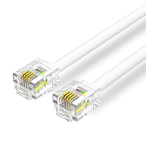 Cablepelado Cavo Telefonico Rj11 | Cavo Modulare 6P4C | Cavo Western Rj11 | Cavo Telefonico Fax Modem Router Dsl Vdsl Isdn Internet | Bianco | 3 Metri