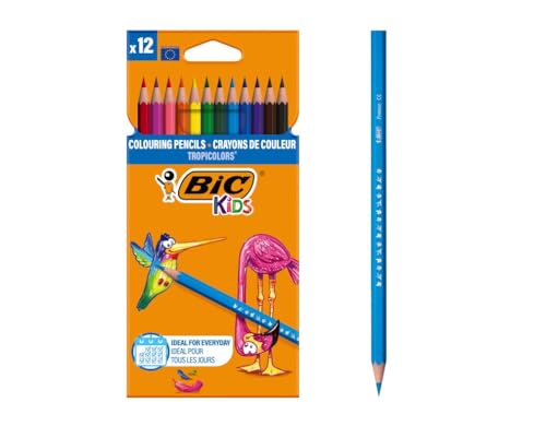 Bic Kids Tropicolors Matite Colorate Senza Legno, Confezione Da 12 Matite, Colori Assortiti