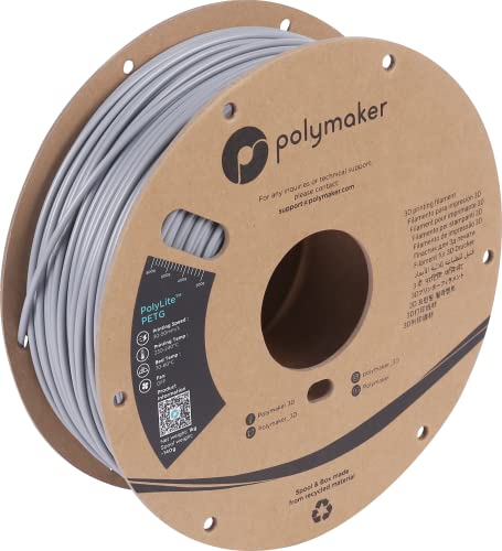 Polymaker Pb01016 Polylite Filament Petg Hitzebeständig, Hohe Zugfestigkeit 2.85Mm 1000G Grigio 1 Pezzo