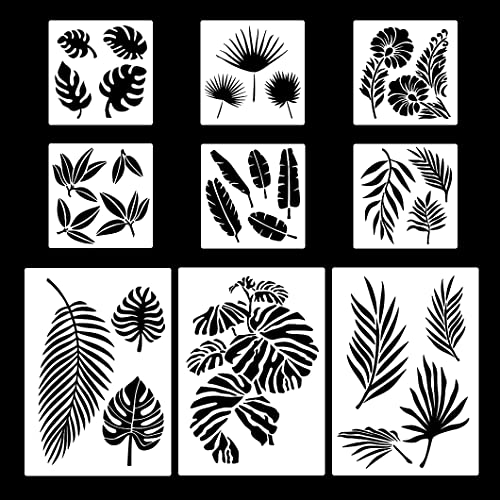 Rolin Roly 9Pcs Stencil Di Foglie Pittura Stencil Da Parete Foglia Modello Con Motivo A Foglia Stencil Per Pittura A Foglia Riutilizzabile Per Decoraz