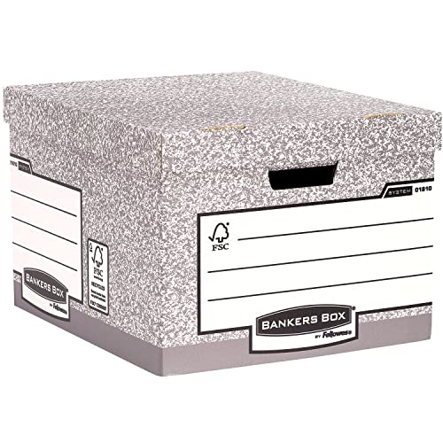 Bankers Box System Scatola Archivio Grande, Grigio, Confezione Da 10 Pezzi