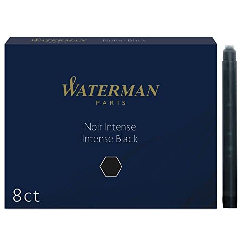 Waterman Cartucce Di Inchiostro Per Penna Stilografica | Lunghe | Nero Intenso, 8 Unità (Confezione Da 1)