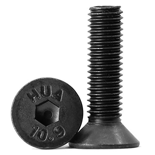 20 Pezzi Viti A Testa Svasata M6 X 55Mm,Con Esagono Incassato In Acciaio Al Carbonio,Viti A Brugola,Filettatura Completa Nera