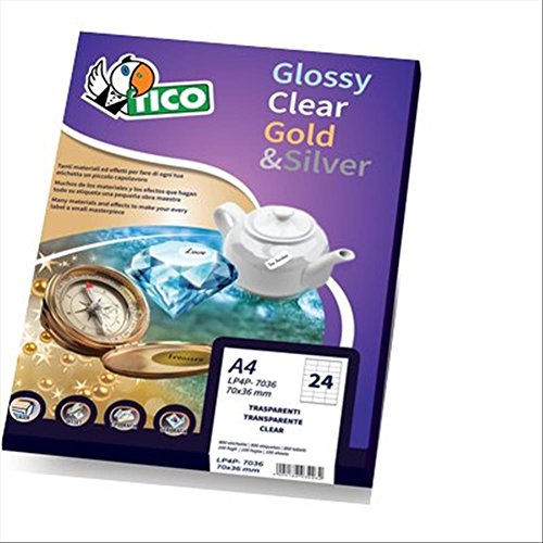 Tico Italia Pc4-36 Etichette, D. 36Mm, Confezione 100, Trasparente Lucide