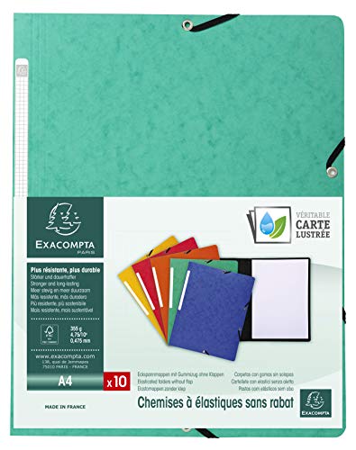 Exacompta 55413E – Cartellina In Cartone Manila 355 G, Nature Future, Din A4, Colore Verde, 10 Pezzi