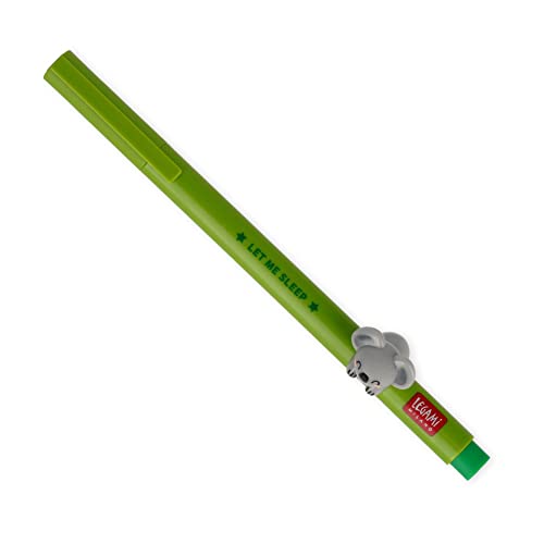 Legami - Penna Gel Con Animaletto Decorativo, Evita Il Rotolamento, Inchiostro Verde, Animaletto Rimovibile E Ricombinabile, Punta 0,5 Mm, Tema Koala,