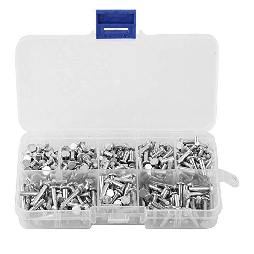 400Pcs M3 Rivetti Set Tappo Singolo, Rivetto In Alluminio Solido A Testa Piatta, Riparazioni Artigianali In Metallo Fai-Da-Te Attrezzo Di Fissaggio Pe