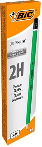 Bic Scrittura Criterium 550 Matite Per Carta, Miniera Grassa E Resistente, Colore Grigio, 2H, Confezione Da 12