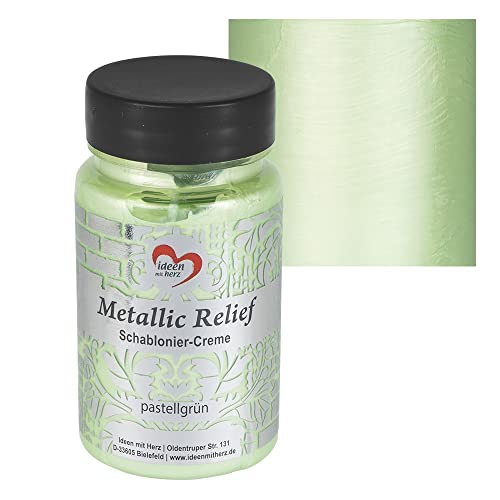 Ideen Mit Herz Crema Per Stencil In Rilievo Metallizzato, Pasta Strutturale Fine, Colore Per Stencil, Pasta Per Stencil, 90 Ml, A Base D'Acqua (Verde