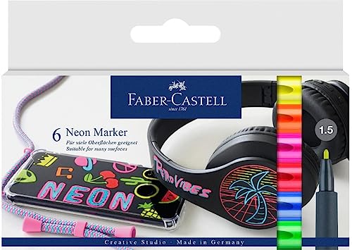 Faber-Castell 160806 - Pennarello Al Neon, Pennarello Per Layout, In Confezione Da 6 Pz.