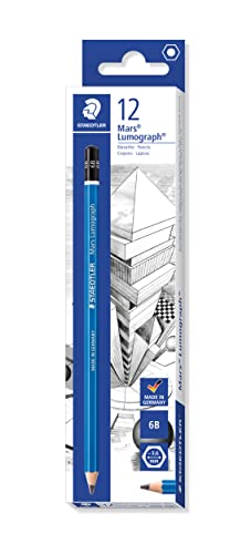 Staedtler Matite Mars Lumograph, Confezione Da 12 Matite Da Disegno, Gradazione 6B, Alta Qualità E Resistenza, 100-6B