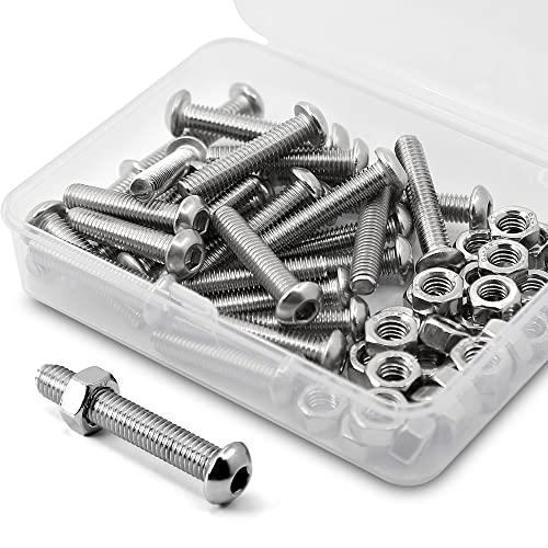 (30 Set) M6 X 30Mm Kit Di Viti Bulloni A Brugola E Dadi In Acciaio Inox 304,Vite A Testa Bottone Cilindrica Con Esagono Incassato