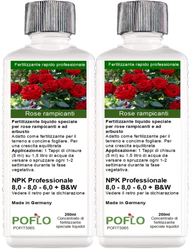 Poflo Fertilizzante Per Rose Rampicanti E Rose Ad Arbusto, Fertilizzante Liquido Premium Della Linea Professionale (500Ml)
