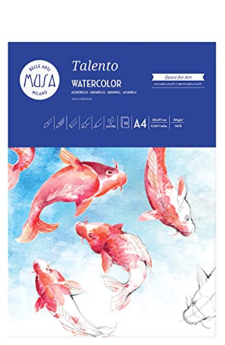 Musa 94140 Carta Da Acquerello Talento, A4, 300 Gr, 10 Fogli