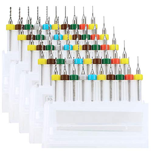 Wayintop 50Pcs Micro Carburo Di Tungsteno Micro Drill Bits Set 0,3Mm-1,2Mm Per Circuito Stampato Pietra Incisione Cnc (5 Pezzi L'Una)