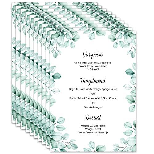 Mavanto Carta Menu Matrimonio Da Stampare Din A5 - Carte Bevande Vuote Personalizzabili Per Diverse Occasioni (10X Pezzi, Design 1)