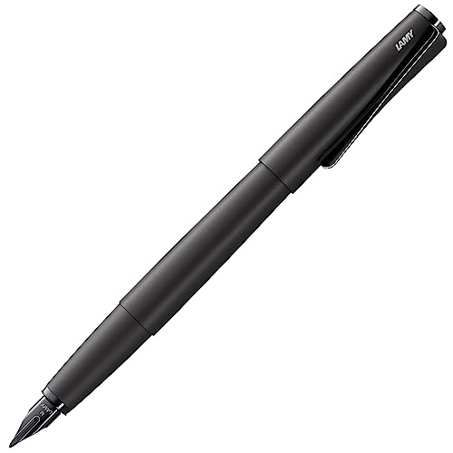 Lamy Studio 066 - Penna Stilografica In Acciaio Inox, Finitura Morbida Nera Con Una Clip A Forma Di Elica, Spessore M 1 Pezzo (Confezione Da 1)