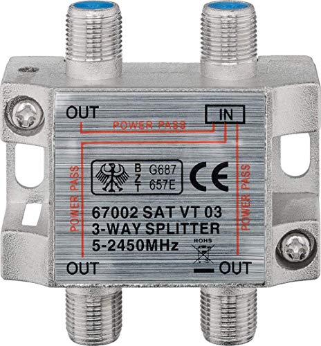 Goobay 67002 Splitter Sat, A 3 Vie, Argento