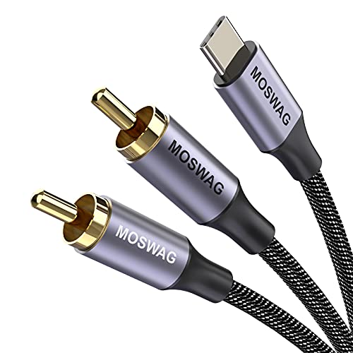 Moswag Cavo Audio Da Usb C A Rca,Cavo Da Usb-C A 2Rca Tipo C A Rca Maschio A Maschio Y Splitter Con Chip Compatibile Con Laptop,Tablet,Smartphone,Ampl