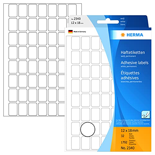 Herma 2340 Etichette Multiuso 12X18 Mm Carta Bianca Opaca Mano Iscrizione 1792 Pz.