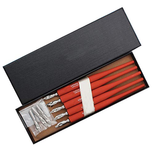Sipliv Plastica Professionale Manga Gothic Pen Dip Dip Set Con 5 Pennini Manga Calligraphy Drawing Pen Kit - 5 Pezzi, Rosso