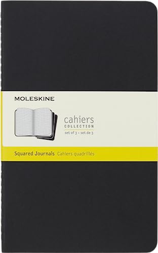 Squared Cahier - Black Cover Large. Set 3 Quaderni A Quadretti