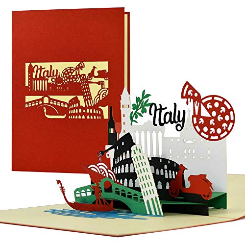 Biglietto Regalo, Motivo: Viaggio In Italia, Roma, Venezia, Biglietto Pop-Up 3D, Per Lui O Per Lei, A123Amz