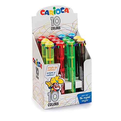 Carioca 10 Colors Clip-On Retractable Ballpoint Pen Multi 12Pezzo(I)