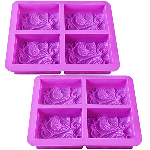 Newk Stampi Per Sapone In Silicone, 2 Confezioni Da 4 Cavità Fai Da Te Fatti A Mano Con Motivo A Onde Vivaci Per Sapone Al Latte (Cavità Da 100 Ml)