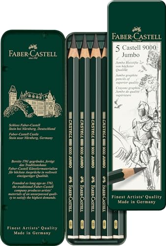 Faber-Castell 119305 - Matita Castell 9000 Jumbo, Confezione Da 5