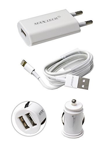Kit Caricabatterie Per Iphone 5 5S 5C 6 6S Plus Ipad Mini Casa E Auto Con Cavo Usb Lightning