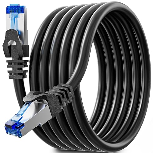 Soibke Cavo Ethernet 5 Metri, Cavo Lan Cat 6 Cavo Lan 5 Metri Cavo Internet Alta Velocità 1000Mbps Ftp Schermato Cavo Rete Nero Interno Esterno Cavo P