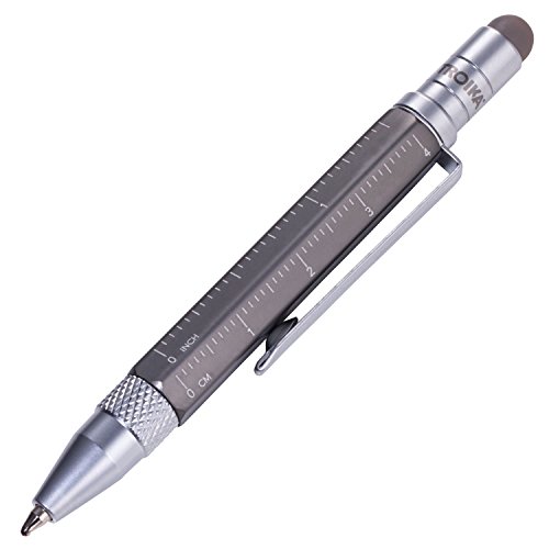 Troika Construction Liliput - Pip25/Ti - Penna A Sfera Multitasking (Piccola), Righello In Centimetri/Pollici, Cacciavite A Croce, Pennino Capacitivo