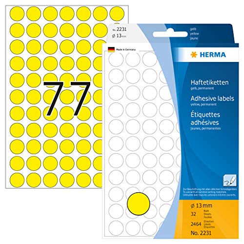 Herma Multi-Purpose Labels Ø 13Mm Yellow 2464 Pcs.