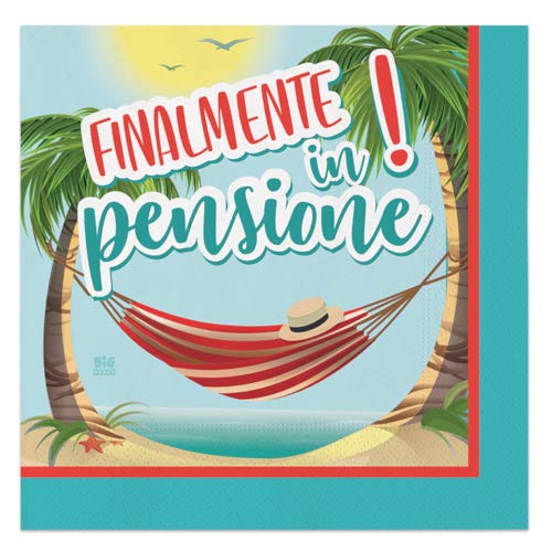 Big Party Tovaglioli Di Carta Finalmente In Pensione 3 Veli Cm 33X33 Conf. Da 20