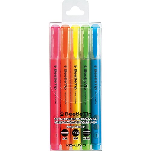 Kokuyo Set Di 5 Penne, Beetle Tip, Evidenziatore, Pm L301 5S